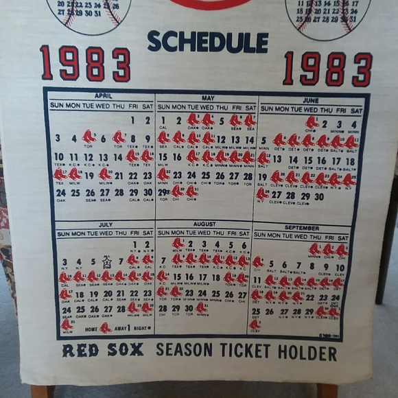 Vintage 1983 Red Sox Cloth Schedule Calendar - Picture 3 of 7